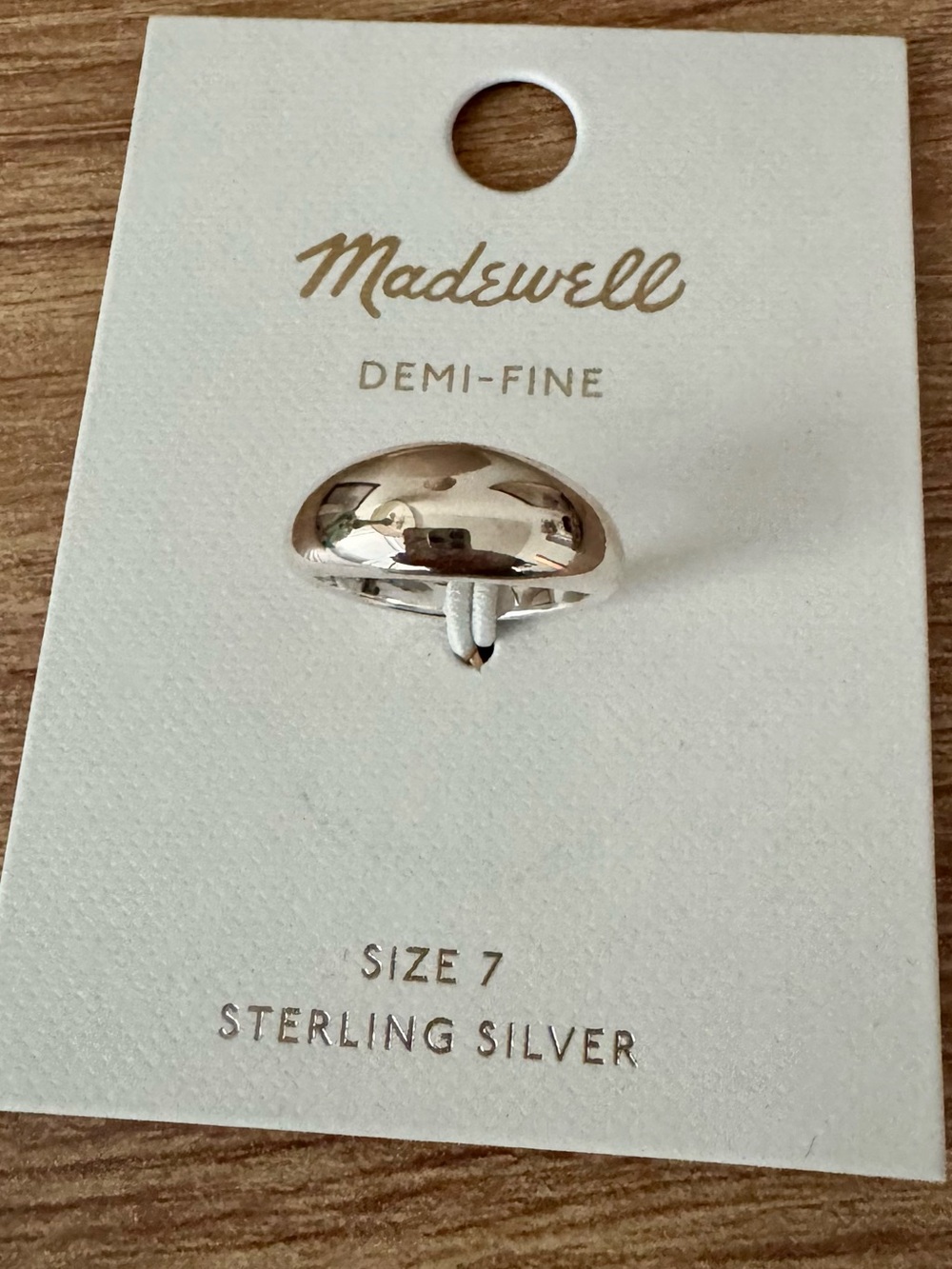 Madewell Sterling Silver Demi-Fine Dome Ring NWT Size 7 Minimalist Quality Chic